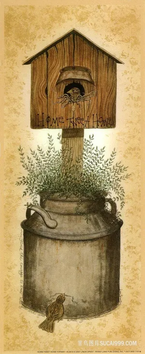 木箱鸟窝高清艺术油画