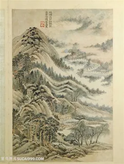 清代画家王时敏杜甫诗意图山城夕照国画图片 清代画家王时敏杜甫诗意图山城夕照国画图片