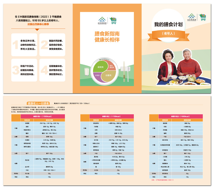 全民营养周老年人膳食计划三折页eps,ai矢量模版下载