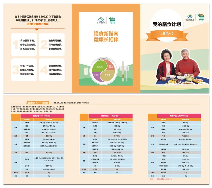 全民营养周老年人膳食计划三折页eps,ai矢量模版下载