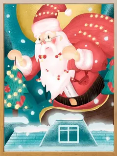 圣诞节插画圣诞老人送礼物 圣诞节插画圣诞老人送礼物