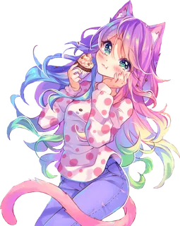 紫色猫系女孩人物可爱简笔 紫色猫系女孩人物可爱简笔