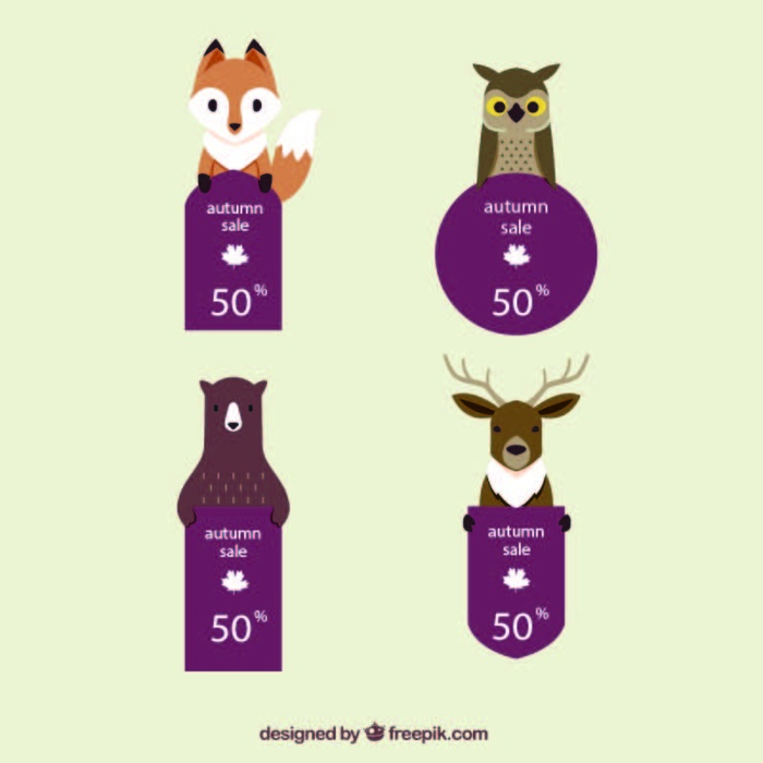 免抠动物装饰折扣标签