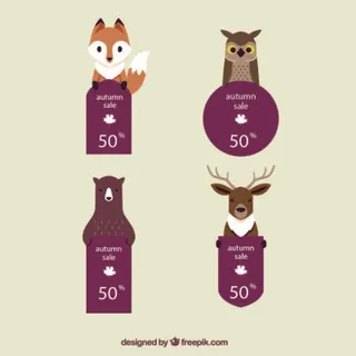 免抠动物装饰折扣标签