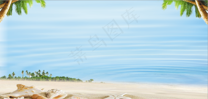 沙滩背景海报(12402x5906)psd模版下载