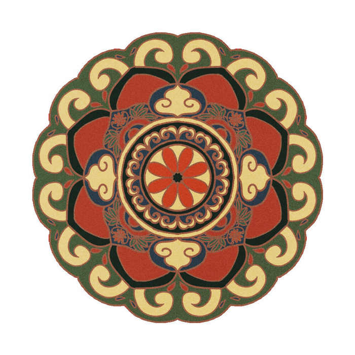复古中式国潮风敦煌花纹装饰图案花卉藻井肌理圆形边框素材
