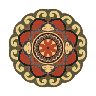 复古中式国潮风敦煌花纹装饰图案花卉藻井肌理圆形边框素材