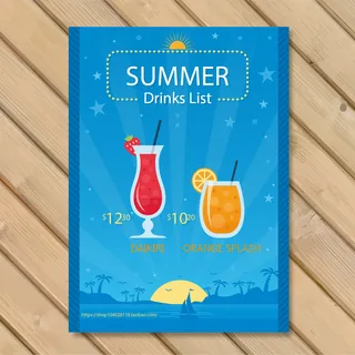 夏季夏日冷饮价格单矢量ai素材