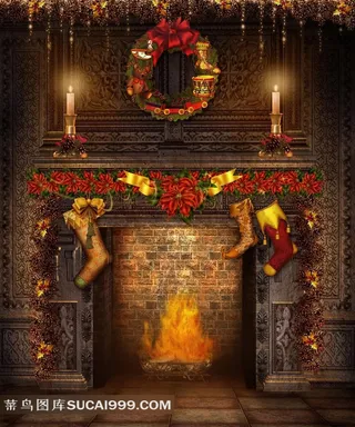圣诞节壁炉炉火