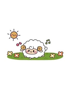 矢量手绘小羊的春天