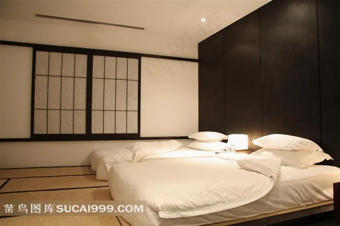 豪华卧房床单被子枕头酒店摄影高清图片