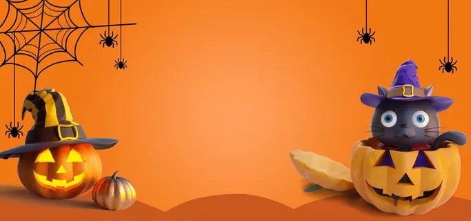 卡通狂欢万圣节橙色背景