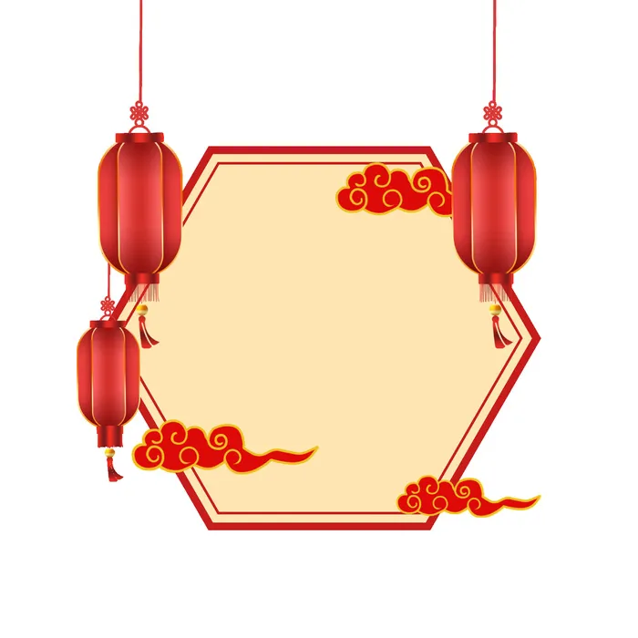 设计灯笼框装饰新年psd模版下载