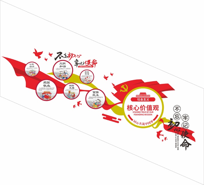 不忘初心、牢记使命cdr矢量模版下载