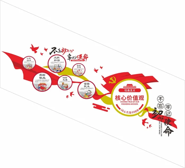 不忘初心、牢记使命cdr矢量模版下载