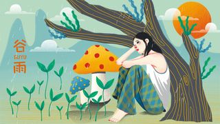 谷雨插画PSD素材