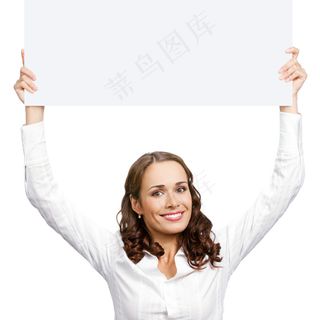 美女无字空白举牌照图片