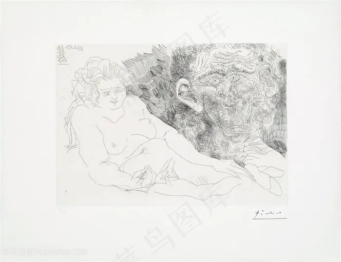 毕加索素描女性艺术挂画
