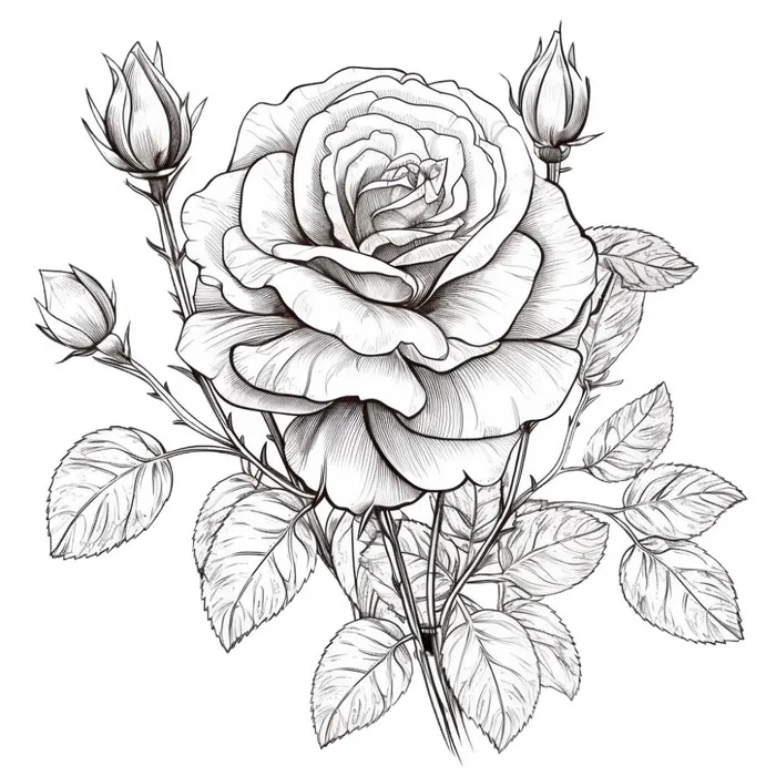 情人节520玫瑰花手绘插画免抠(1024x1024)