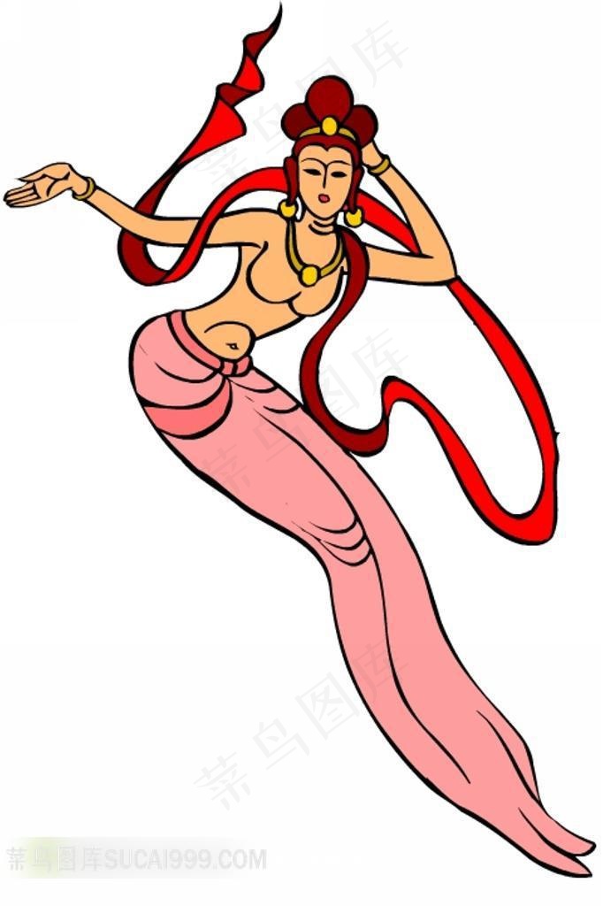 舞蹈的飞天插画人物素材