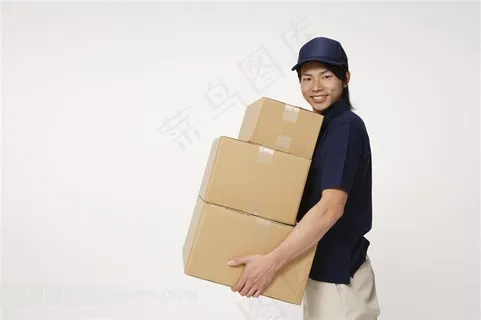 抱纸箱的快递员