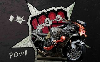 3D立体破墙摩托背景墙