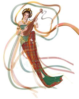 手绘国潮中国风古代敦煌神话飞天仙女美女古装人物插画PSD素材