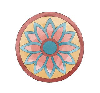 复古中式国潮风敦煌花纹装饰图案花卉藻井肌理圆形边框素材