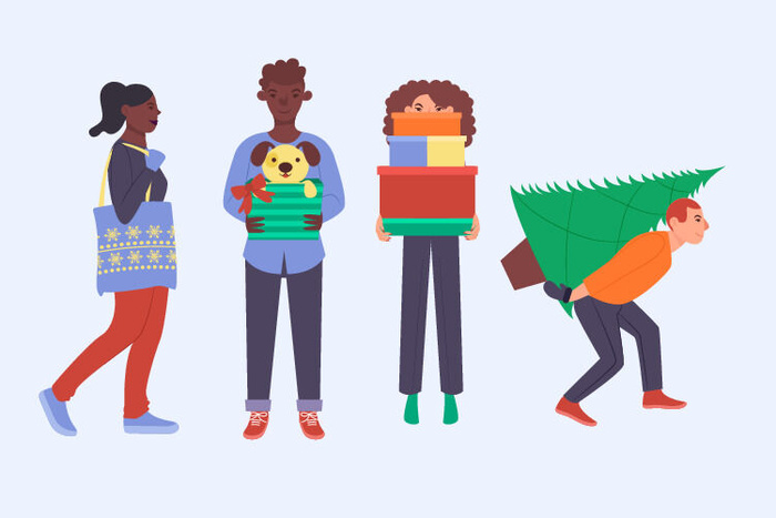 冬天服饰服装冬装穿冬装保暖冬季卡通人物男女装Ai矢量图片素材