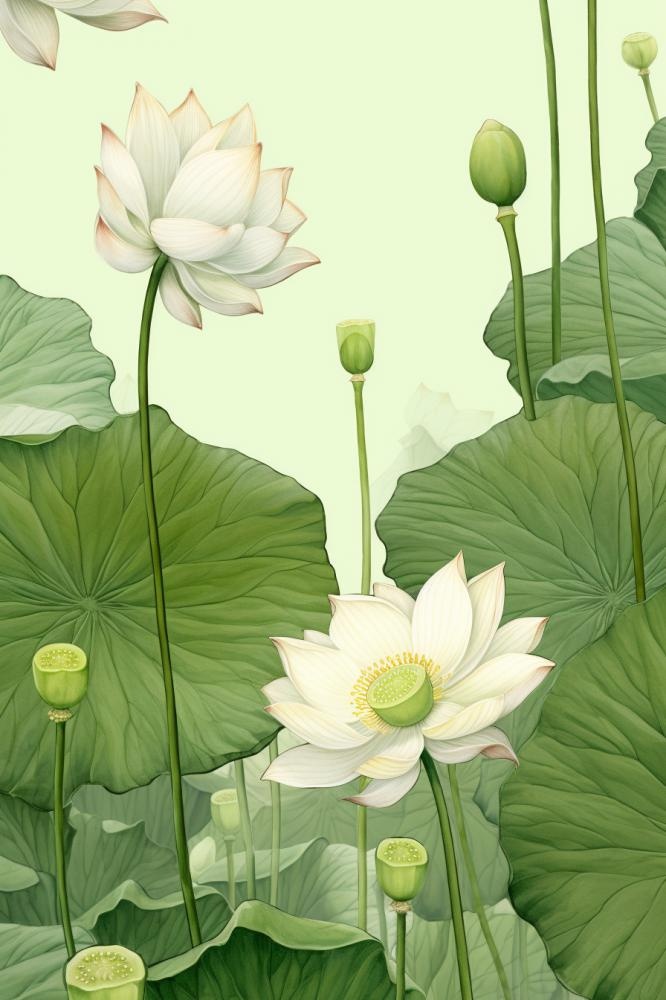 简洁淡雅荷花绿色清新背景