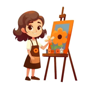 小画家画架花免抠