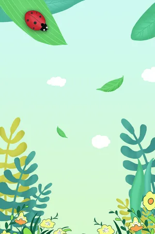 绿色清新手绘春天惊蛰背景素材