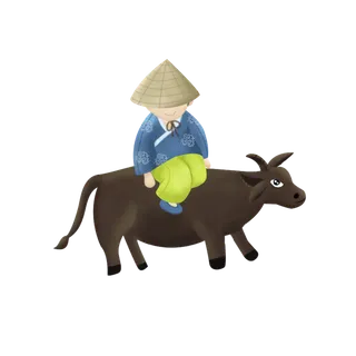 清明清明节卡通牧童和牛