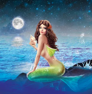 夜里天空美人鱼装饰背景墙