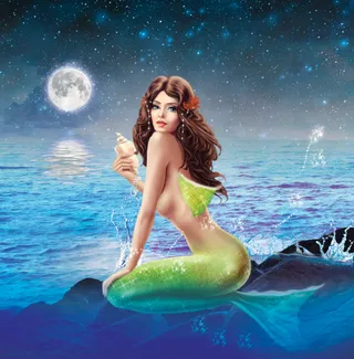 夜里天空美人鱼装饰背景墙