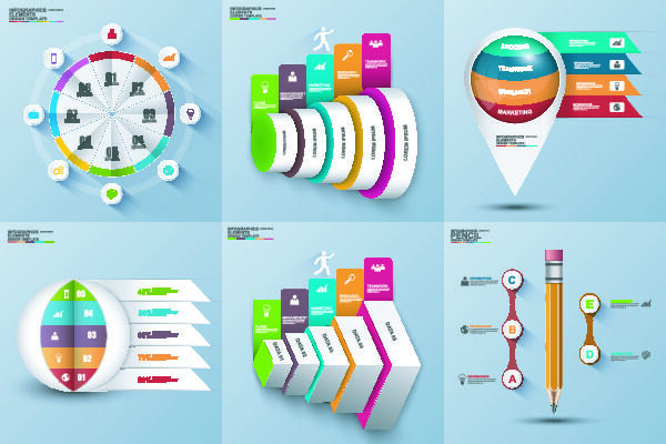 ppt素材3d数据图表模板可视化图形统计标签矢量图标模型ai源文件