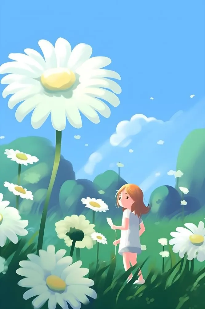 手绘插画花人物草原山森林大自然素材海报背景(3584x5376)