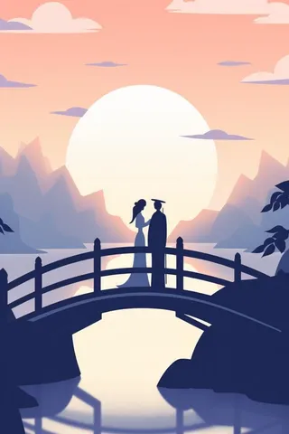 扁平情人桥渐变背景