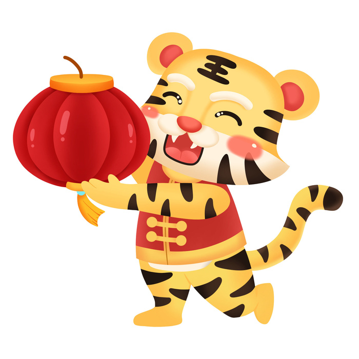 手绘2022虎年新年春节卡通老虎形象IP插画元素PSD设计素材图案psd模版下载