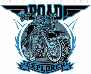 蓝色渐变摩托 复古巡航摩托 18