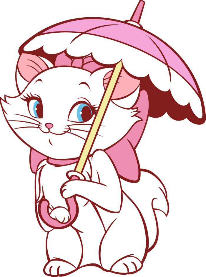 猫伞粉色卡通