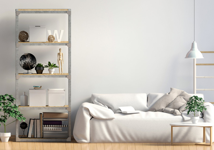 北欧简约现代艺术风格室内设计客厅沙发场景(47)