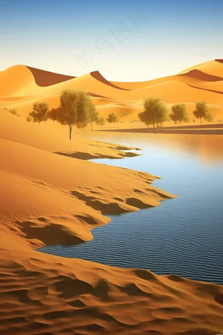 沙漠绿洲水源摄影图