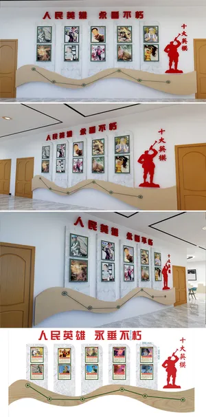 大气军队十大英模党建文化墙