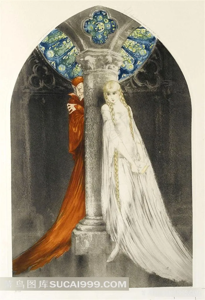 Louis Icart 绘画作品恶人与美少女