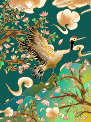 中式古典国潮来袭海报展板宣传背景图PSD设计PS模板素材