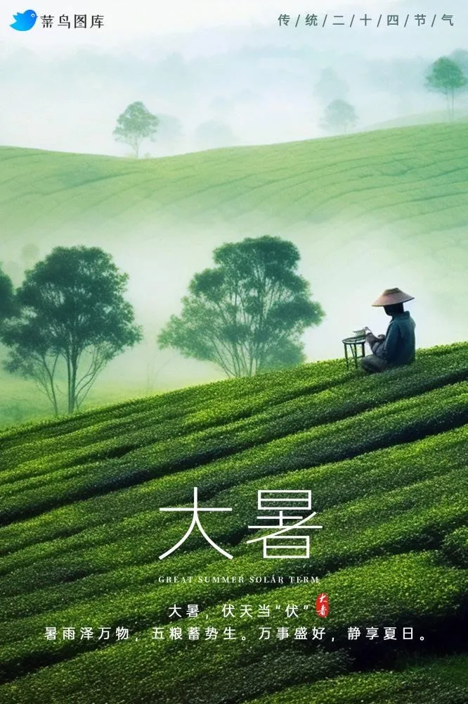 大暑节气茶园风光风景简约海报(2000x3000)psd模版下载