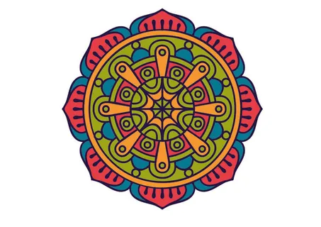 中国风古典民族风手绘曼陀罗花纹圆形插画AI矢量装饰图案PSD素材