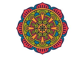 中国风古典民族风手绘曼陀罗花纹圆形插画AI矢量装饰图案PSD素材