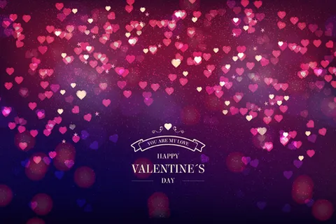 情人节快乐爱心紫色背景